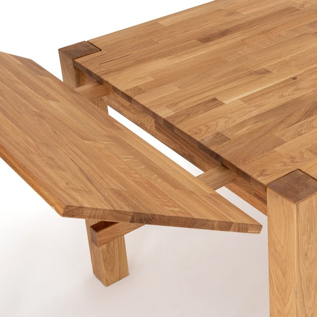 Τραπέζι τραπεζαρίας από μασίφ ξύλο δρυ με 2 προεκτάσεις, Adelita