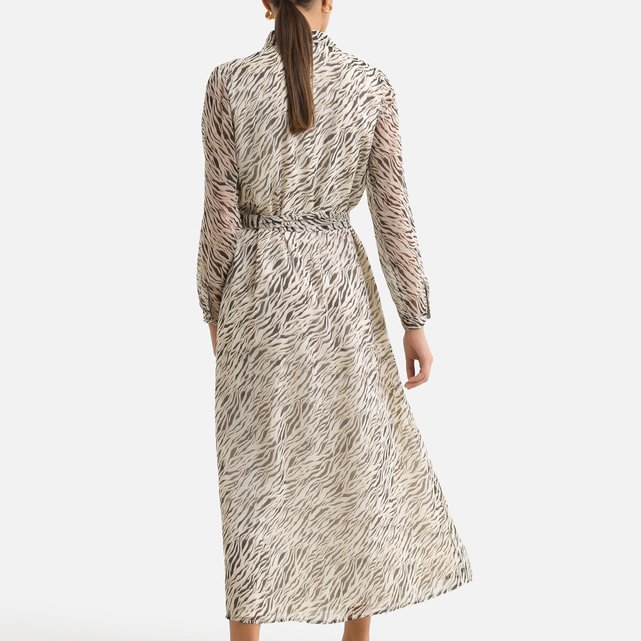 Μίντι σεμιζιέ φόρεμα με μοτίβο ζέβρας
