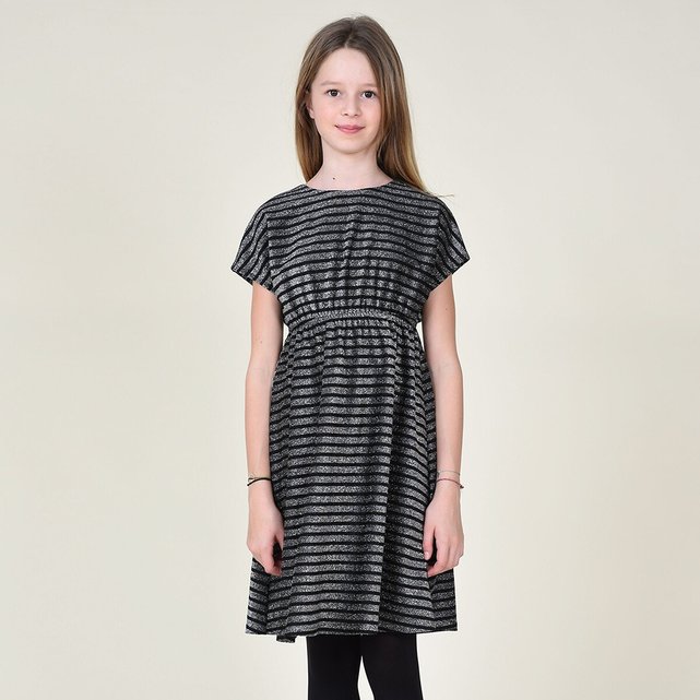Ριγέ φόρεμα με μεταλλιζέ όψη, 8 - 16 ετών