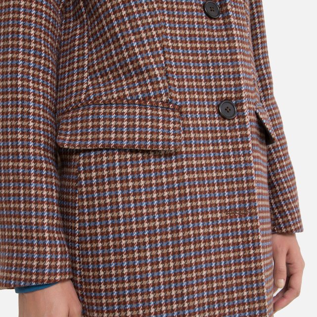 Μακρύ καρό παλτό με κουμπιά