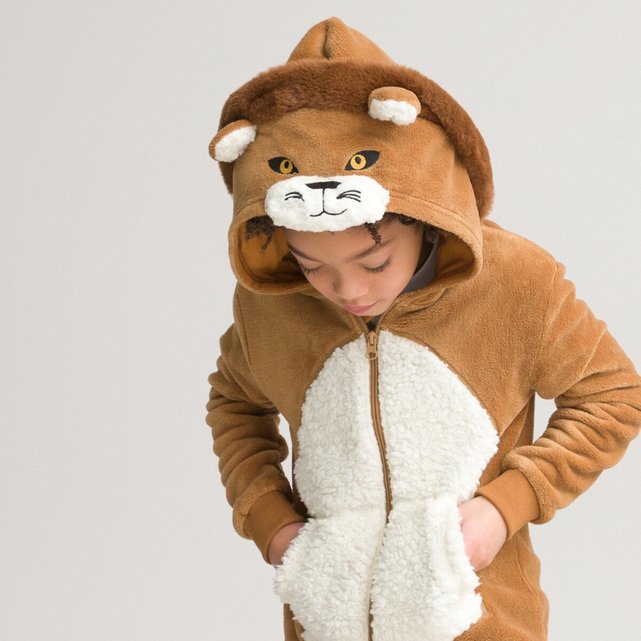 Ολόσωμη φλις πιτζάμα με κουκούλα-λιοντάρι, 3-14 ετών φωτογραφία