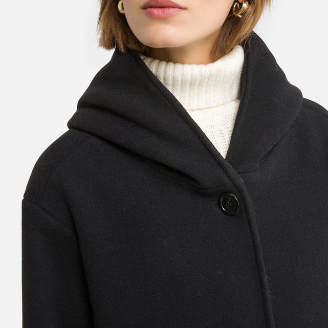 Μακρύ παλτό με κουκούλα και κουμπιά