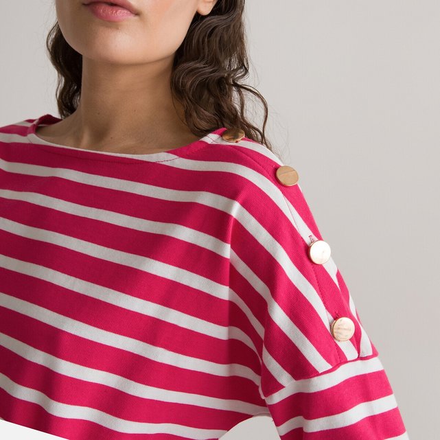 Breton Striped Cotton T-Shirt with Crew Neck