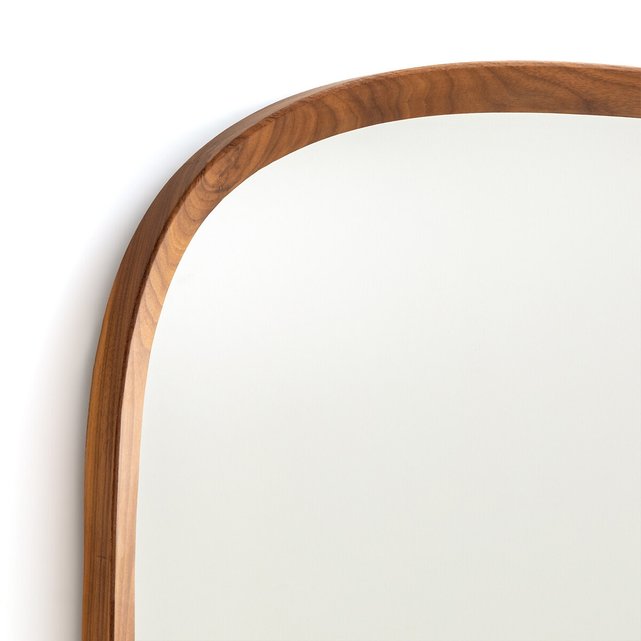 Καθρέφτης με στρογγυλεμένες γωνίες και πλαίσιο από μασίφ ξύλο καρυδιάς, Orion