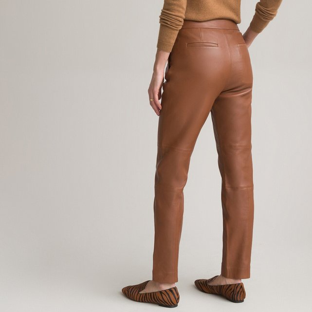 Ankle Grazer Peg Trousers in Leather, Length 27