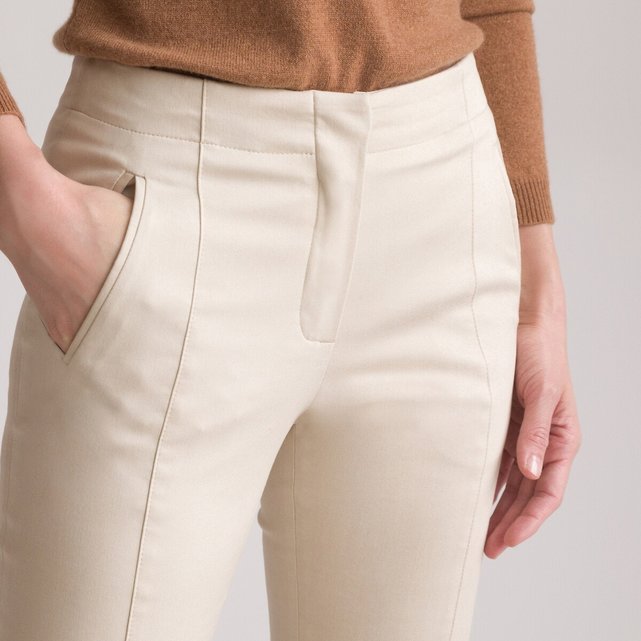 Stretch Straight Trousers in Cotton Mix, Length 30.5