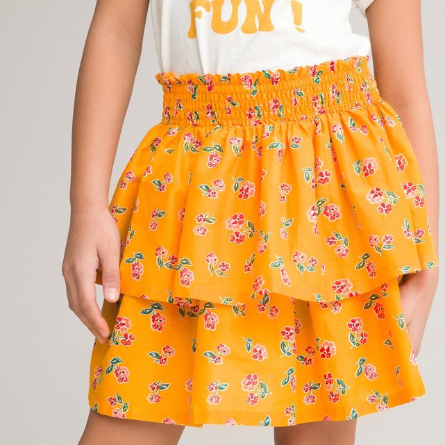 Κοντή φούστα με βολάν και φλοράλ μοτίβο, 3-12 ετών