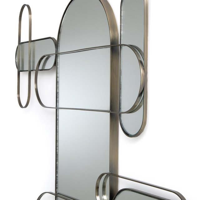 Μεταλλικός καθρέφτης με μπρονζέ παλαιωμένο φινίρισμα Π85 εκ., Euclide
