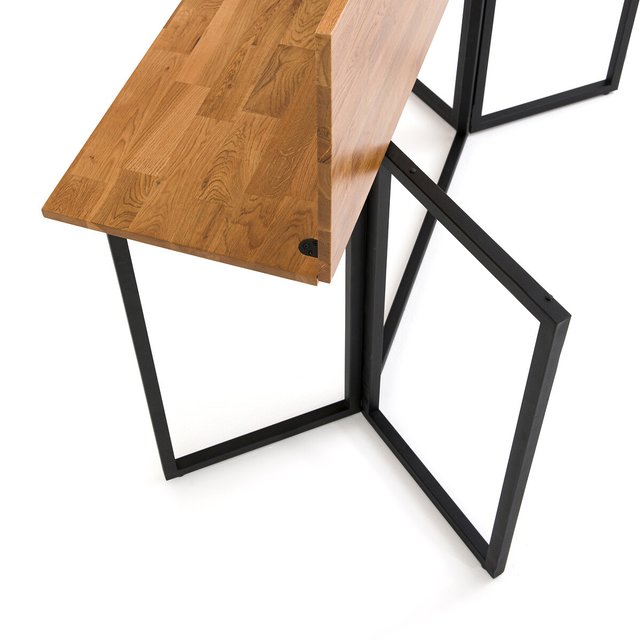Αναδιπλούμενο τραπέζι-κονσόλα 4 ατόμων από ξύλο δρυ, Hiba
