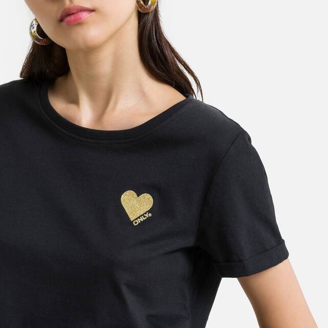 Κοντομάνικο T-shirt με στάμπα μικρή καρδιά