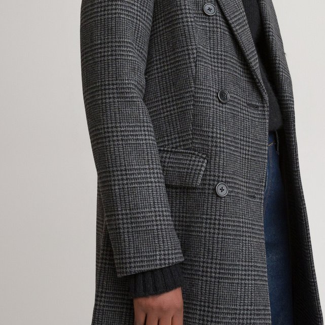 Μακρύ μεσάτο παλτό με μοτίβο πρενς-ντε-γκαλ