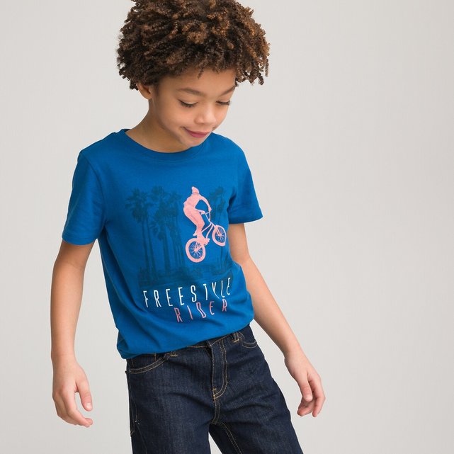 T-shirt από οργανικό βαμβάκι με στάμπα μπροστά, 3-14 ετών