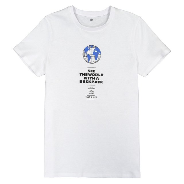 T-shirt με στρογγυλή λαιμόκοψη και στάμπα μπροστά, 10-18 ετών