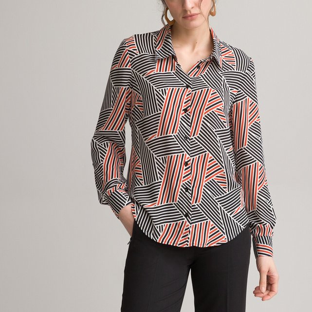 Μακρυμάνικο πουκάμισο με γεωμετρικό μοτίβο