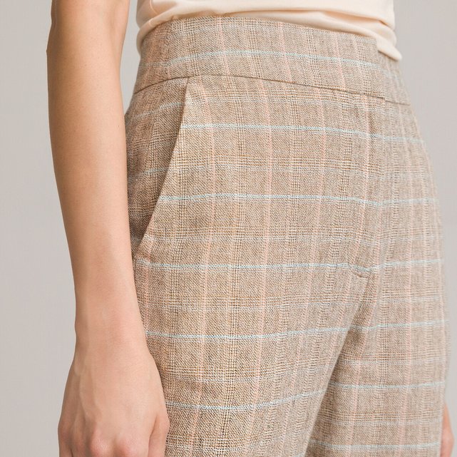 Ίσιο παντελόνι με μοτίβο πρενς-ντε-γκαλ