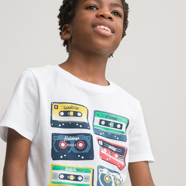 T-shirt με στάμπα "κασέτες", 3-12 ετών