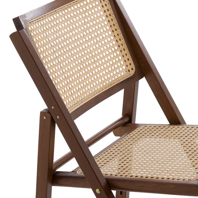 Σετ 2 πτυσσόμενες καρέκλες από ξύλο οξιάς και ψάθα, Rivia