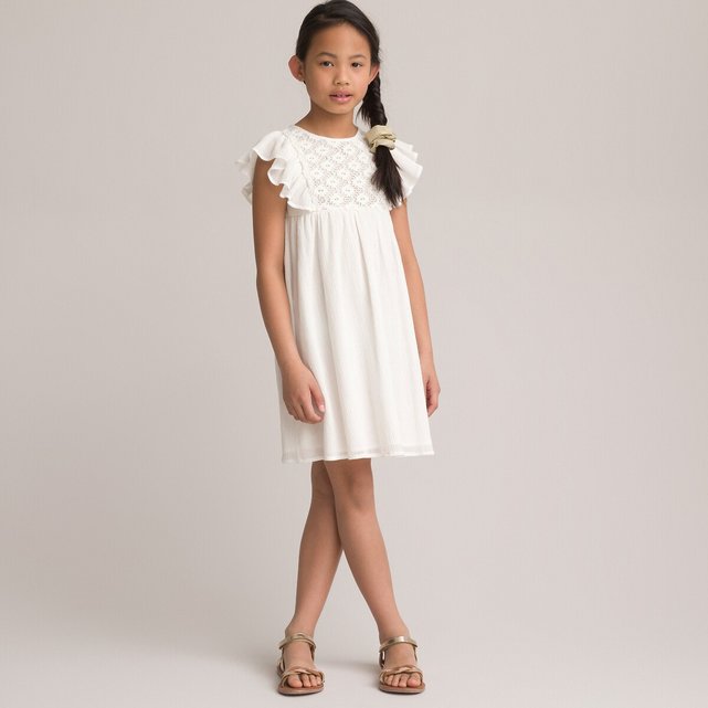 Φόρεμα με βολάν και πλαστρόν στο βελονάκι, 3-12 ετών