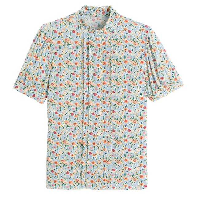 Κοντομάνικο πουκάμισο με όρθιο λαιμό και φλοράλ μοτίβο