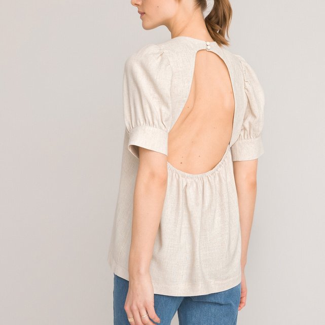 Κοντομάνικη μπλούζα με στρογγυλή λαιμόκοψη