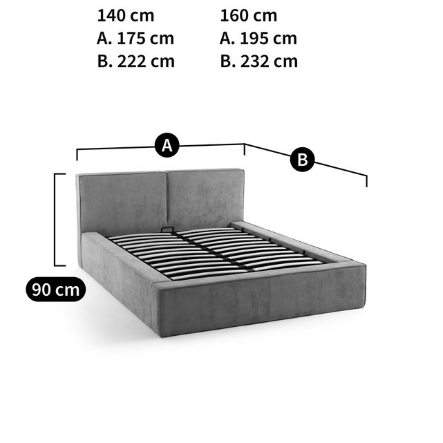 Κρεβάτι με αποθηκευτικό χώρο και ανακλινόμενες τάβλες, Seven