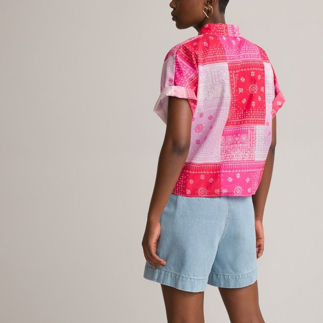 Κοντομάνικο πουκάμισο με μοτίβο patchwork
