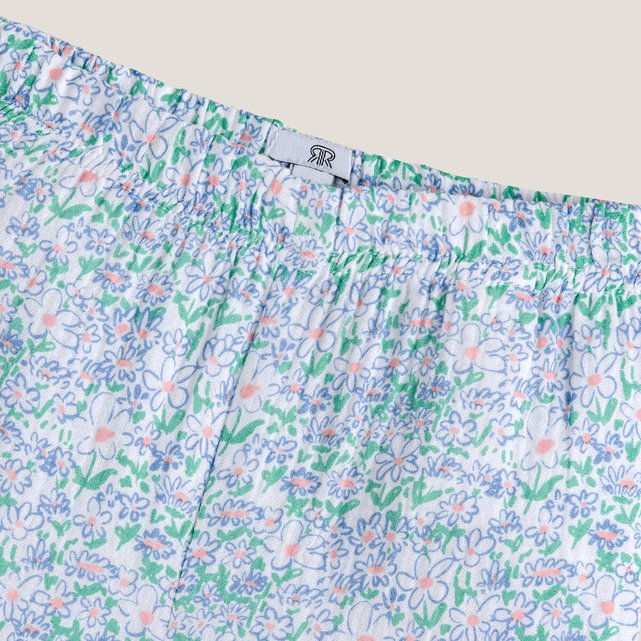 Φαρδύ παντελόνι με φλοράλ μοτίβο από βαμβακερή γάζα