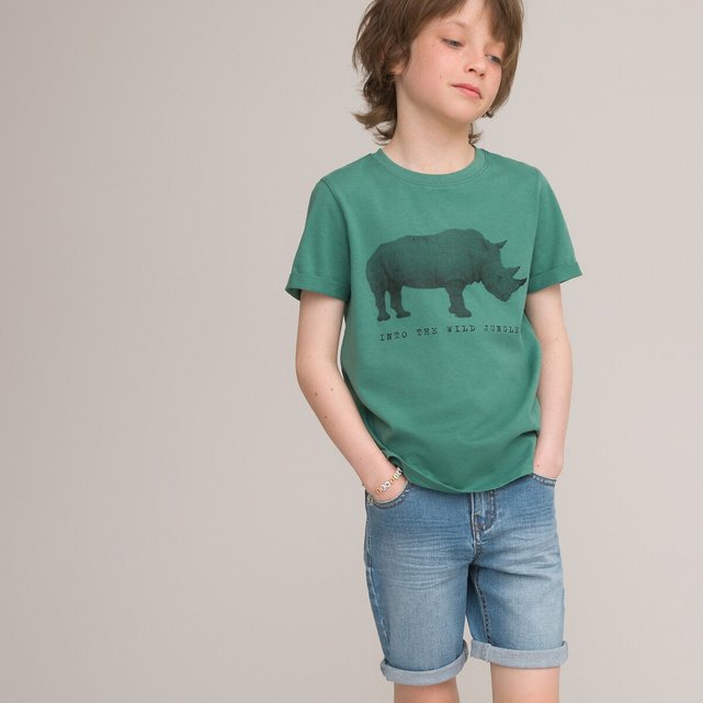 T-shirt από οργανικό βαμβάκι με στάμπα ρινόκερο, 3-12 ετών