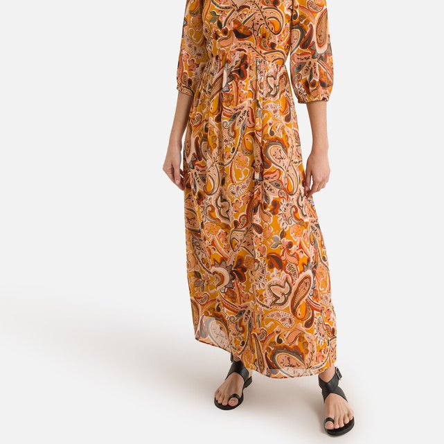 Μακρύ φόρεμα με μοτίβο λαχούρια