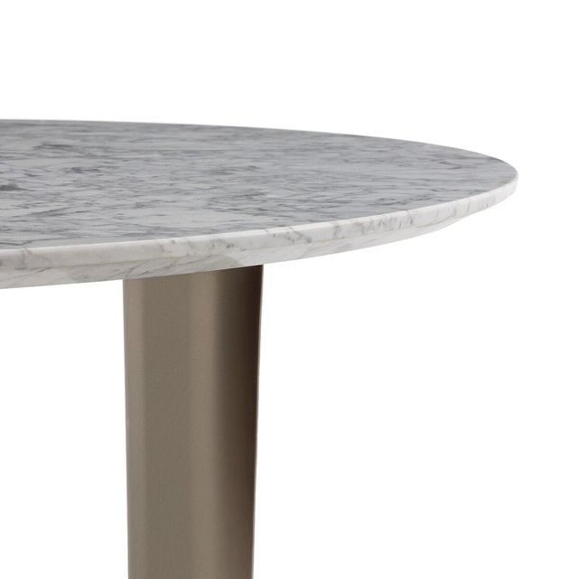 Στρογγυλό τραπέζι Δ140 εκ. από λευκό μάρμαρο, Dolmena