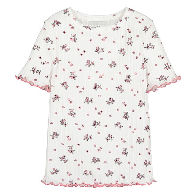 Κοντομάνικη μπλούζα με στάμπα λουλούδια, 3-12 ετών