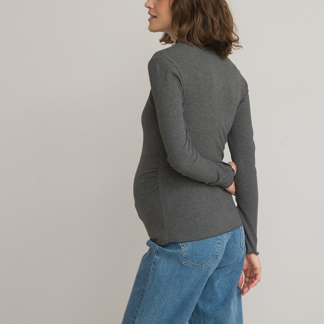Μακρυμάνικη μπλούζα εγκυμοσύνης με όρθιο λαιμό