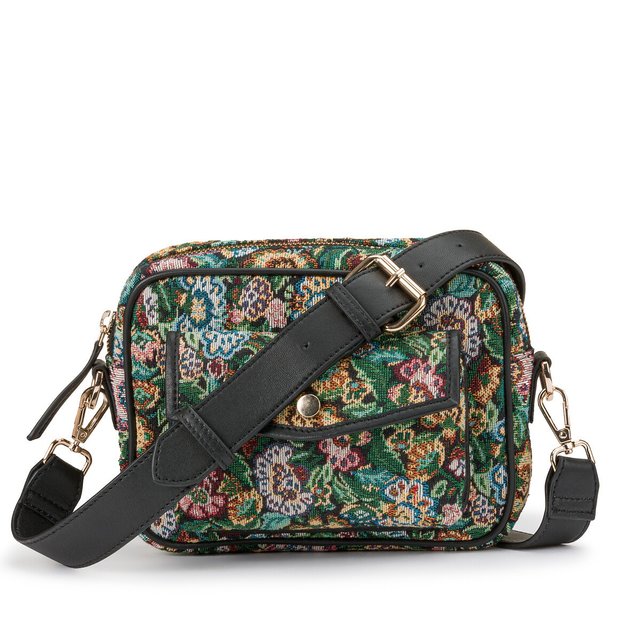 Ζακάρ τσάντα με λουλούδια και λουρί ώμου