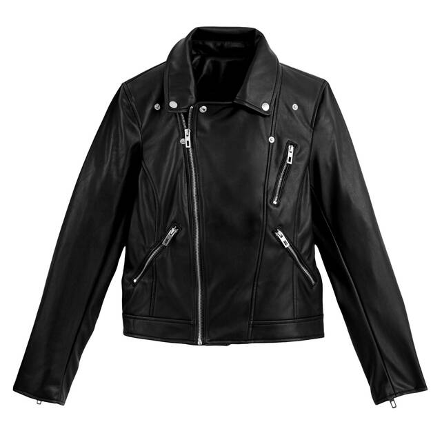 Κοντό μπουφάν σε στυλ biker από συνθετικό δέρμα