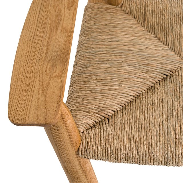 Πολυθρόνα από ξύλο δρυ και ψάθα Abonance, σχεδίασης E.Gallina