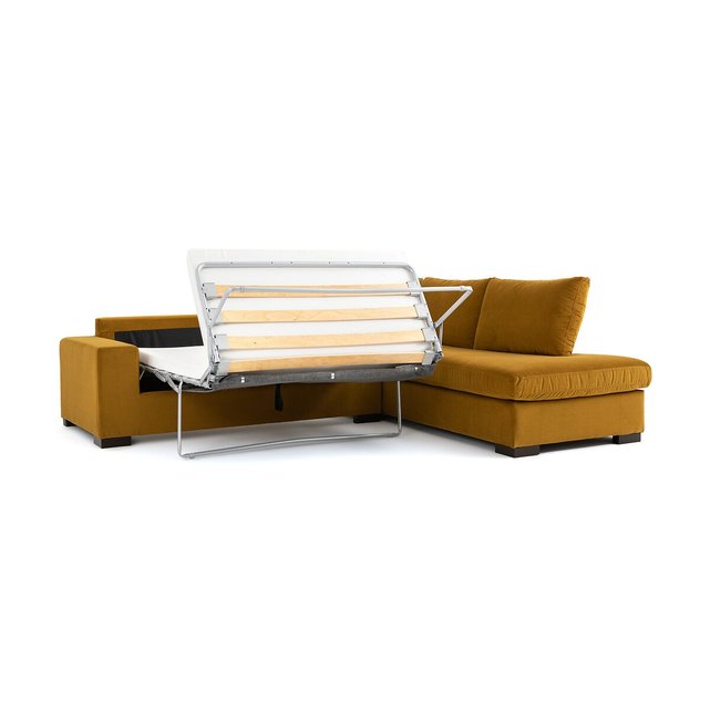 Γωνιακός καναπές-κρεβάτι από βελούδο με τεχνολογία Bultex, Odessa
