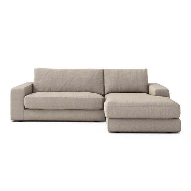 Γωνιακός καναπές με ανάγλυφη ταπετσαρία από βισκόζη λινό, Skander