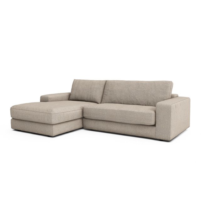 Γωνιακός καναπές με ανάγλυφη ταπετσαρία από βισκόζη λινό, Skander