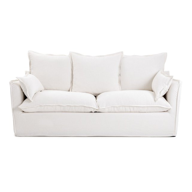 Πτυσσόμενος καναπές-κρεβάτι από χοντρό λινό ύφασμα με τεχνολογία Bultex, Odna