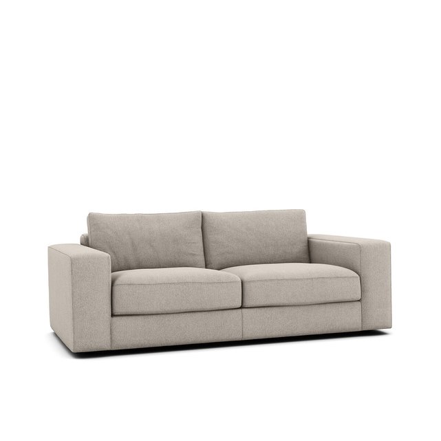 Τριθέσιος καναπές με ανάγλυφη ταπετσαρία από βισκόζη λινό, Skander