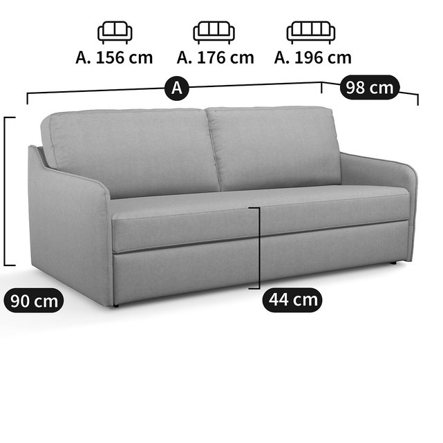 Καναπές-κρεβάτι με ανάγλυφη ταπετσαρία και λάτεξ στρώμα, Nano
