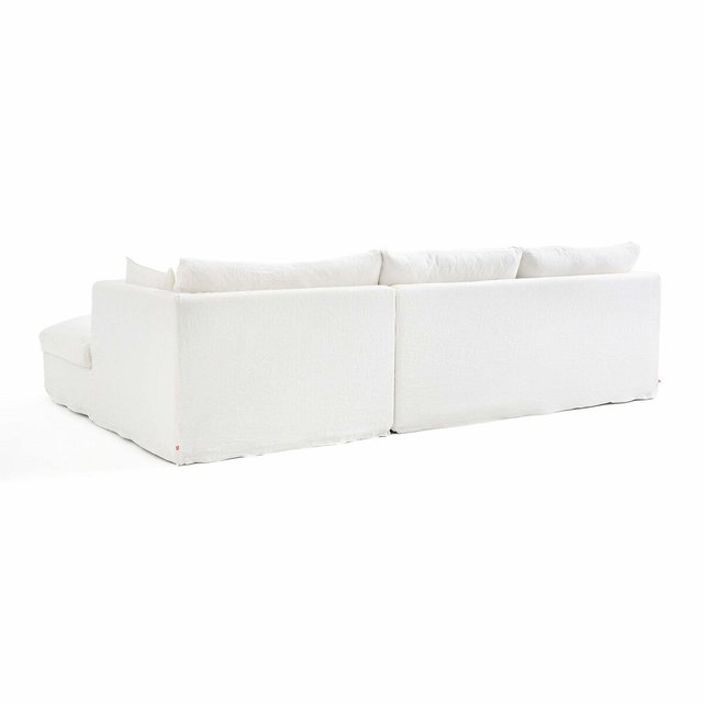 Καναπές σταθερής γωνίας από λινό γκοφρέ ύφασμα, Neo Kinkajou