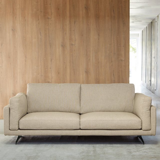 Διθέσιος καναπές με ανάγλυφη ταπετσαρία από βισκόζη/λινό, César