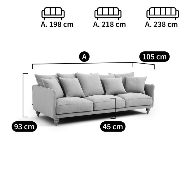 Καναπές με τουίντ ταπετσαρία, Lazare