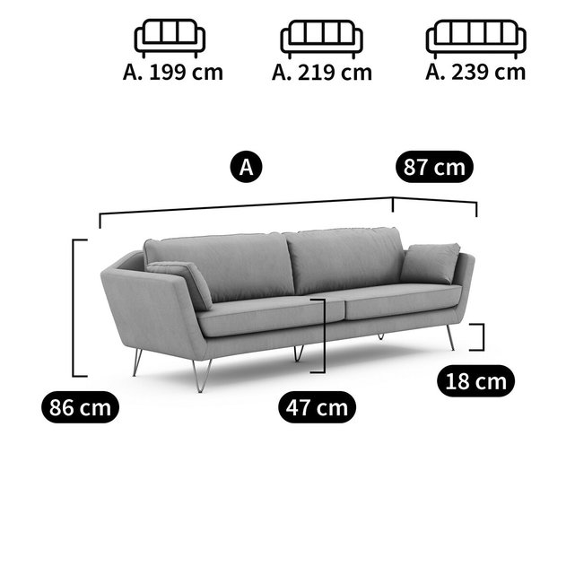 Καναπές από βαμβάκι λινό 3, 4 ή 5 θέσεων, Topim
