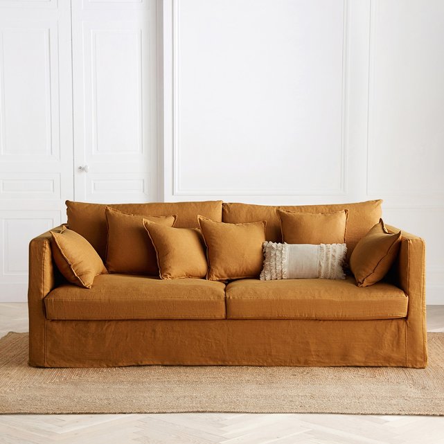 Πτυσσόμενος καναπές από λινό γκοφρέ ύφασμα, Neo Kinkajou