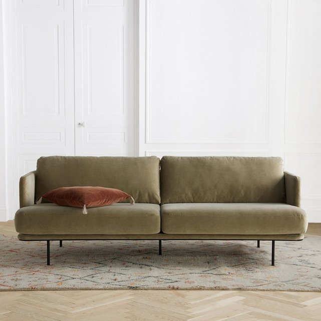 Καναπές με μελανζέ ταπετσαρία από πολυέστερ και λινό Antoine, σχεδίασης E. Gallina