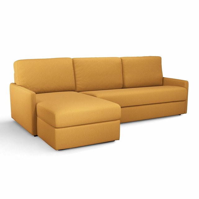 Γωνιακός καναπές-κρεβάτι από βαμβάκι λινό με στρώμα τεχνολογίας Bultex, Marta