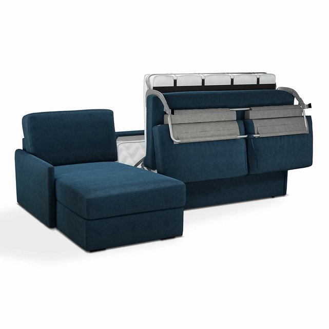 Γωνιακός καναπές-κρεβάτι από βελούδο με στρώμα τεχνολογίας Bultex, Marta