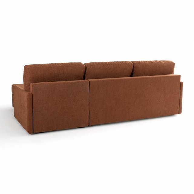 Γωνιακός καναπές-κρεβάτι με ανάγλυφη ταπετσαρία και λάτεξ στρώμα, Marta